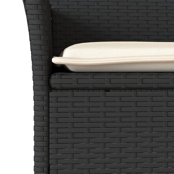 vidaXL 3 Piece Bistro Set with Cushions Black Poly Rattan and Glass