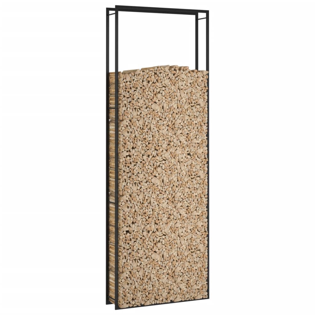 vidaXL Firewood Rack Matt Black 110x28x312 cm Steel