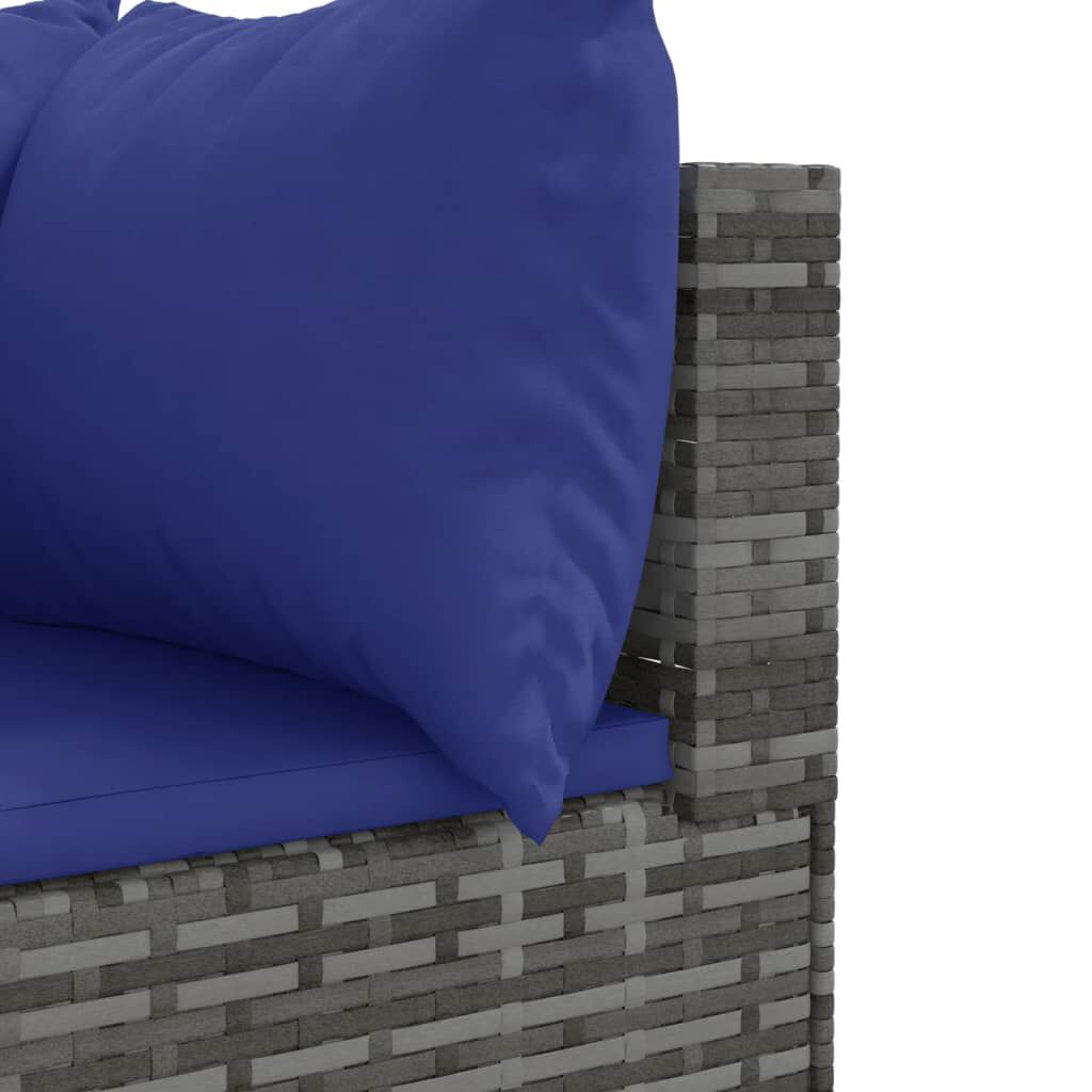 vidaXL 11 Piece Garden Sofa Set with Cushions Grey Poly Rattan