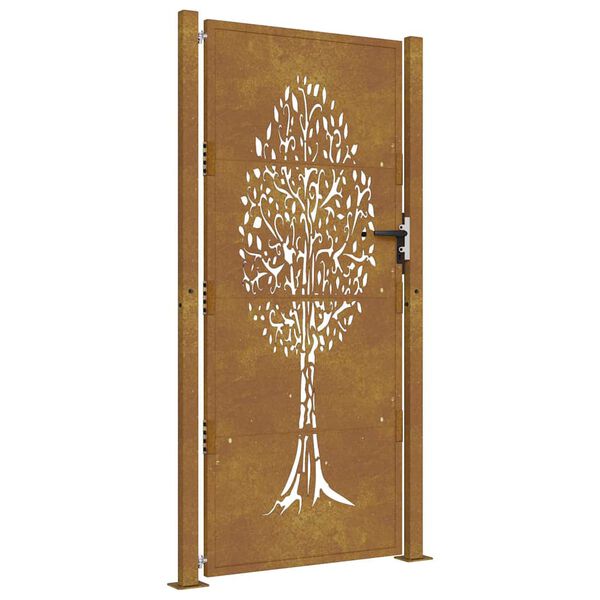 vidaXL Garden Gate 105x205 cm Corten Steel Tree Design