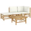 vidaXL 4 Piece Garden Lounge Set with Cream White Cushions Bamboo