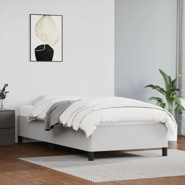 vidaXL Bed Frame without Mattress White 100x203 cm Twin XL Faux Leather