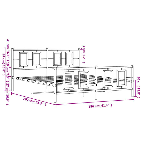 vidaXL Metal Bed Frame without Mattress with Footboard White 150x200cm