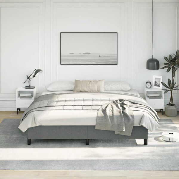 vidaXL Bed Frame without Mattress Dark Grey 193x203 cm King Fabric