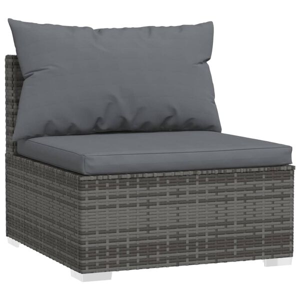 vidaXL 4 Piece Garden Lounge Set with Cushions Grey Poly Rattan