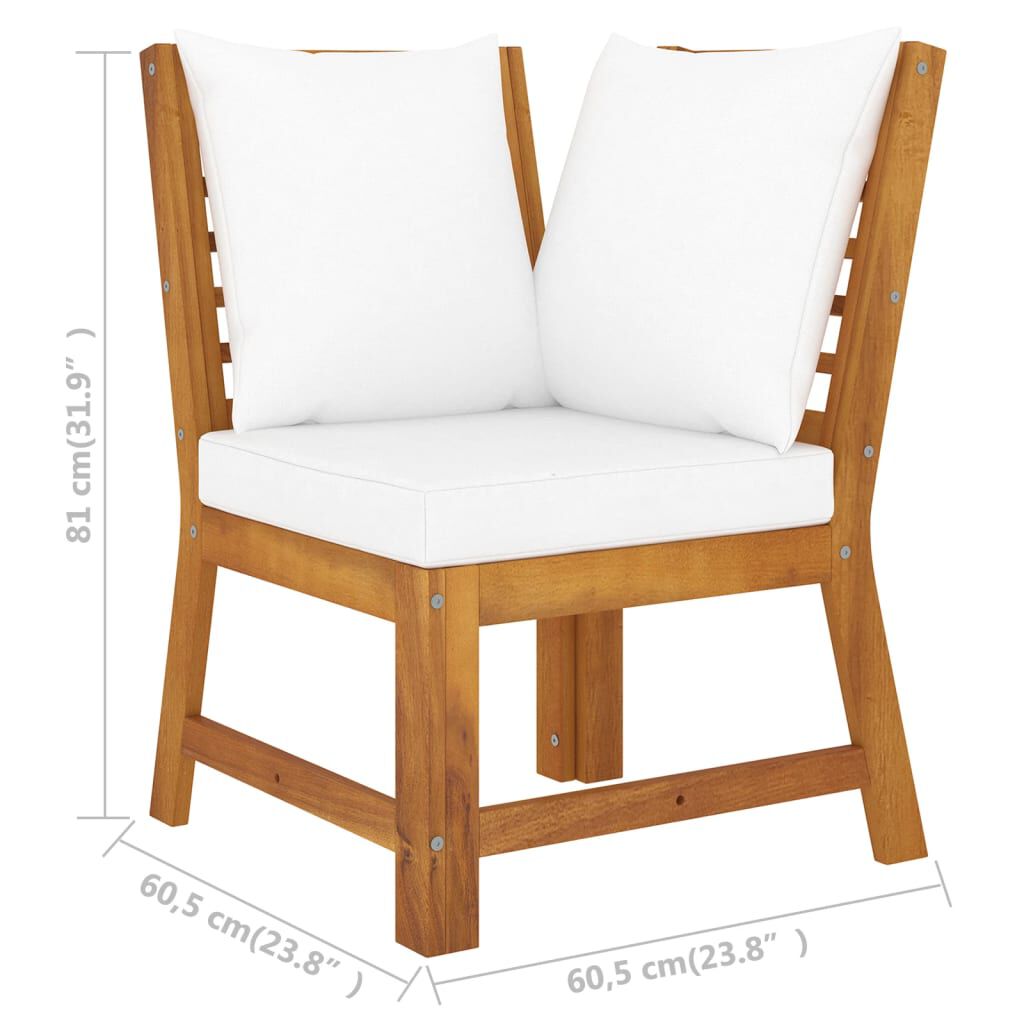 vidaXL Sectional Corner Sofa with Cream Cushion Solid Acacia Wood