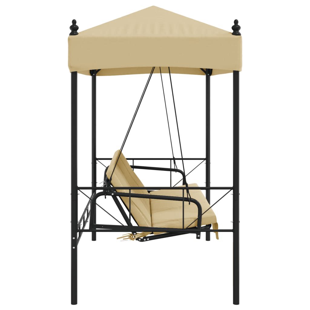 vidaXL Garden Swing Bench with Canopy Sand Steel
