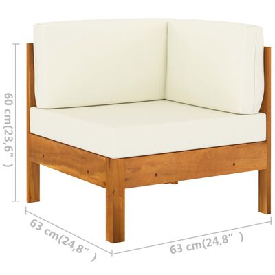 vidaXL 5 Piece Garden Lounge Set with Cream White Cushions Acacia Wood