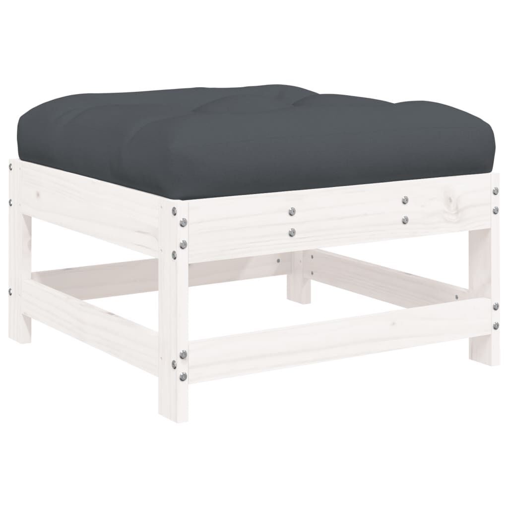vidaXL 7 Piece Garden Lounge Set with Cushions White Solid Wood