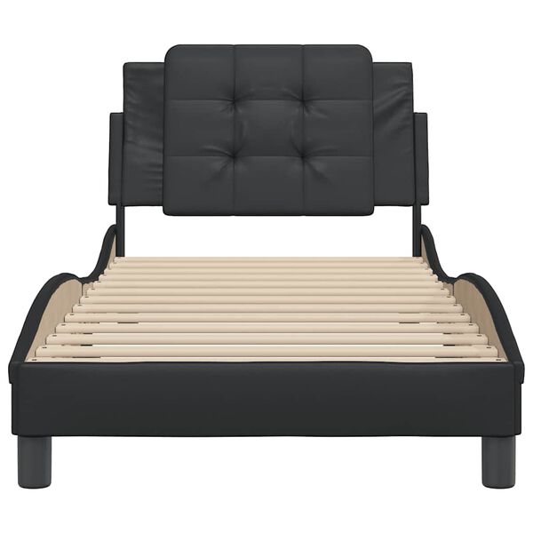 vidaXL Bed Frame without Mattress "Zadar" Black 100x190 cm Faux Leather