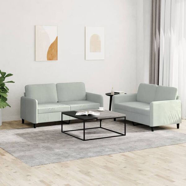 vidaXL 2 Piece Sofa Set Light Grey Velvet