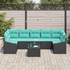vidaXL Sofa Set with Cushion 8 pcs Black and Turquoise Poly Rattan