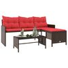 vidaXL Garden Sofa with Table and Cushions L-Shaped Brown Poly Rattan