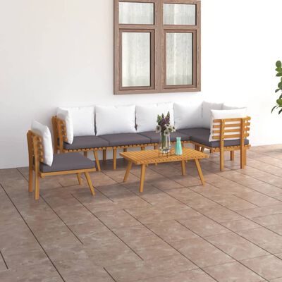 vidaXL 7 Piece Garden Lounge Set with Cushions Solid Wood Acacia