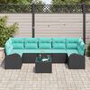 vidaXL Garden Sofa Set with Cushion Manual 8 pcs Black and Turquoise