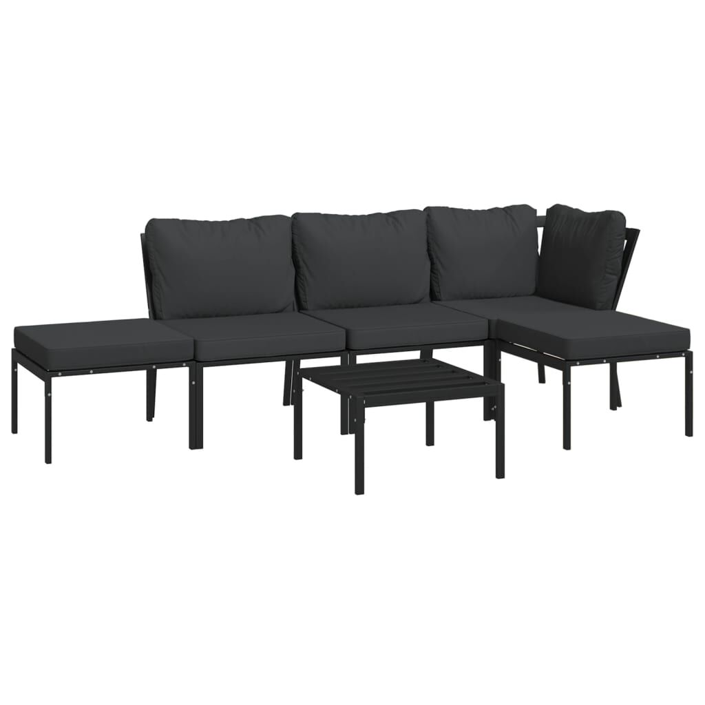 vidaXL 6 Piece Garden Lounge Set with Grey Cushions Steel
