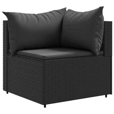 vidaXL 7 Piece Garden Lounge Set with Cushions Black Poly Rattan