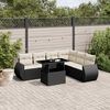 vidaXL 7 Piece Garden Sofa Set with Cushions Black Poly Rattan