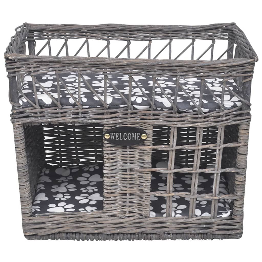 vidaXL Willow Cat Tree Pet House/Bed/Scratching Post with Cushion Square