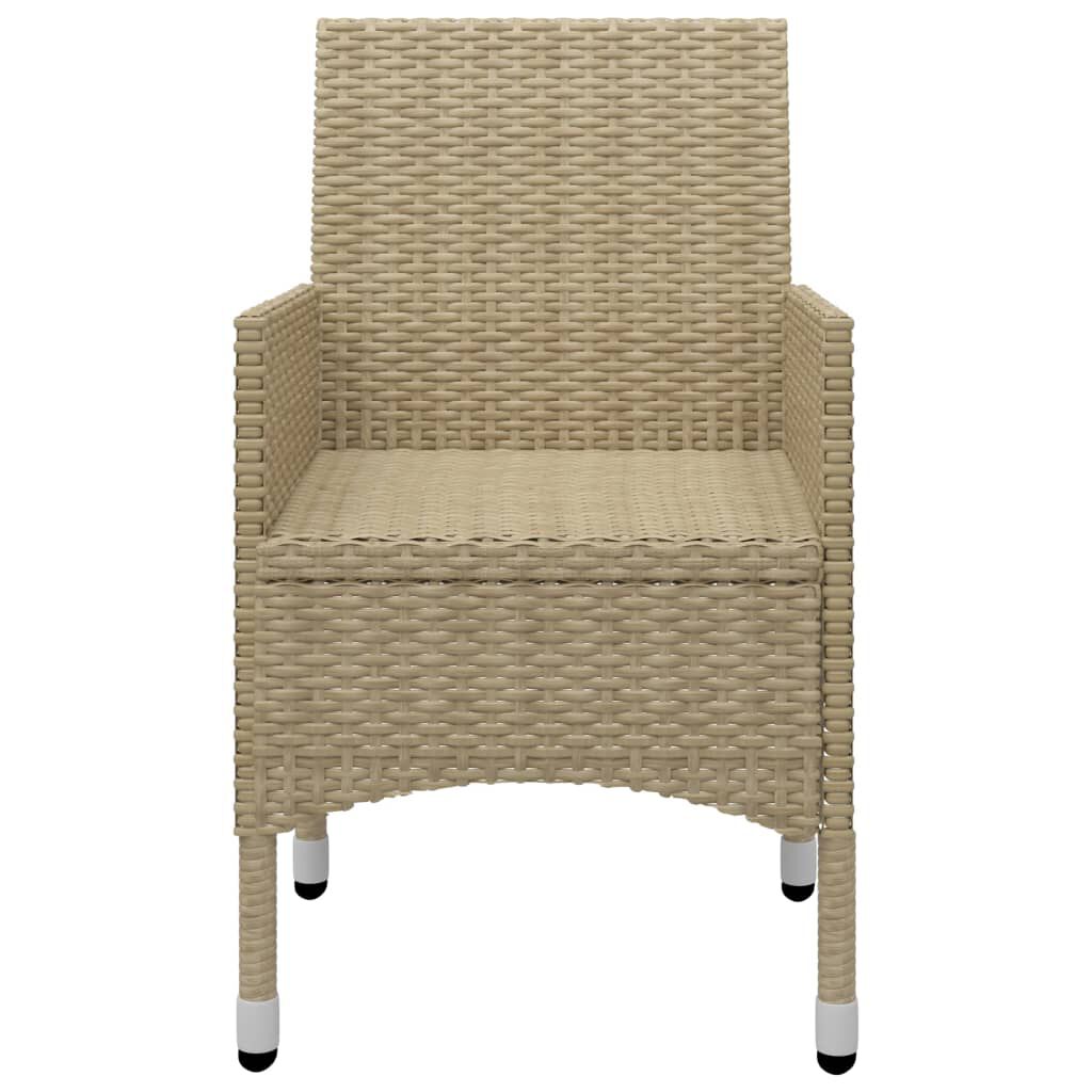 vidaXL 3 Piece Bistro Set Poly Rattan and Tempered Glass Beige