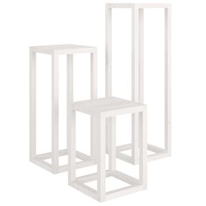 vidaXL 3 Piece Plant Stand Set White Solid Wood Pine