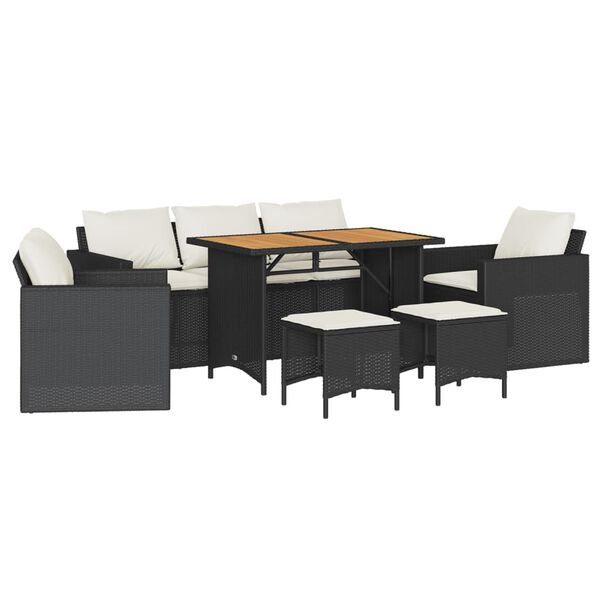 vidaXL 6 Piece Garden Sofa Set with Cushions Black Poly Rattan