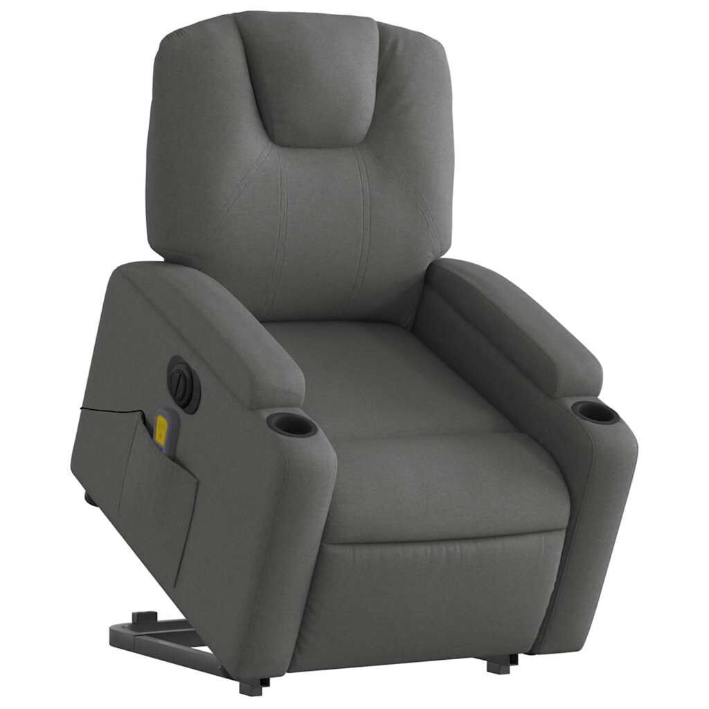 vidaXL Electric Stand up Massage Recliner Chair Dark Grey Fabric