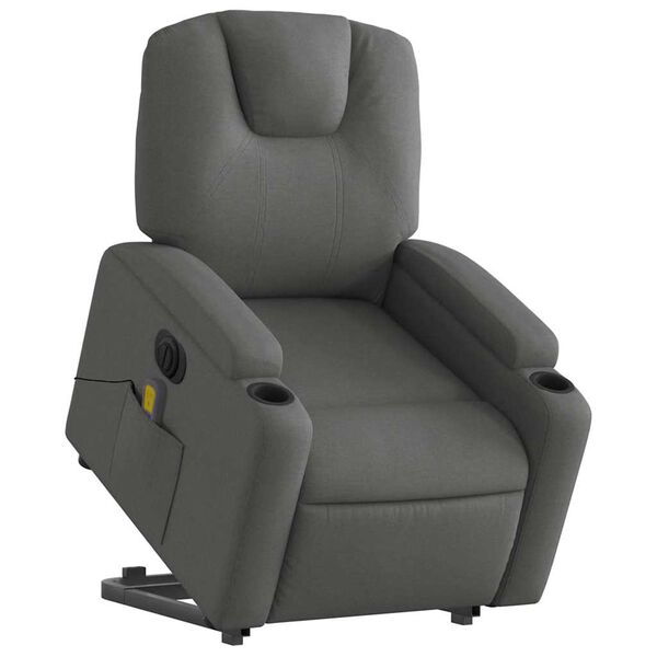 vidaXL Electric Stand up Massage Recliner Chair Dark Grey Fabric