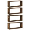 vidaXL Wall Cube Shelves 4 pcs Smoked Oak 60x15x23 cm Engineered Wood