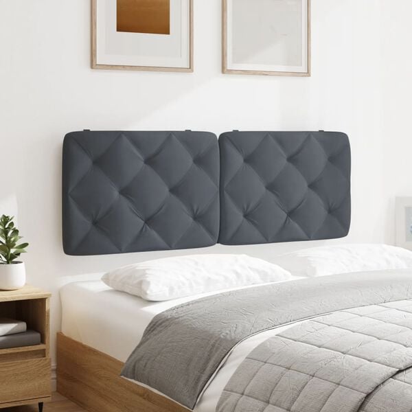vidaXL Headboard Cushion Dark Grey 137 cm Double Velvet