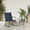 vidaXL Garden Rocking Chair with Cushions Grey Poly Rattan