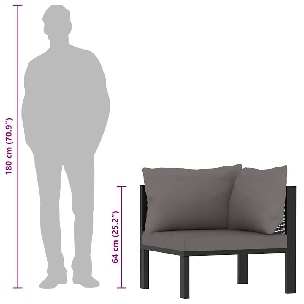 vidaXL Sectional Corner Sofa with Left Armrest Poly Rattan Anthracite