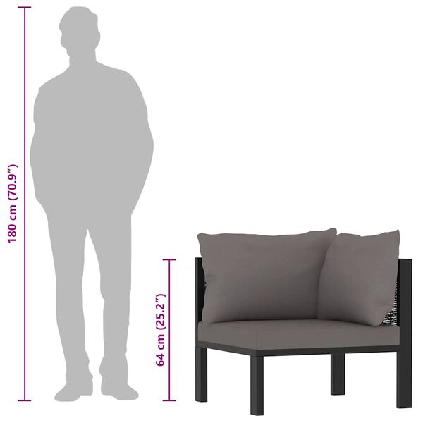 vidaXL Sectional Corner Sofa with Left Armrest Poly Rattan Anthracite