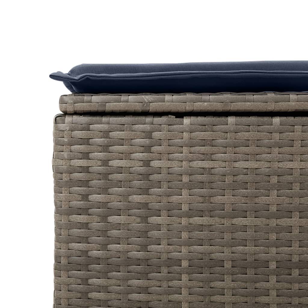 vidaXL Garden Stool with Cushion Grey 55x55x37 cm Poly Rattan