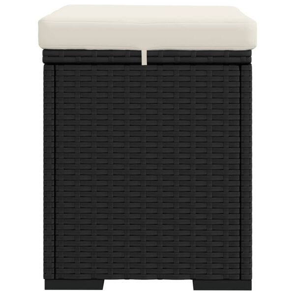vidaXL Ottomans with Cushions 2 pcs Black 40x30x40 cm Poly Rattan