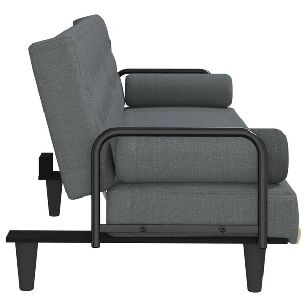 vidaXL Sofa Bed with Armrests Dark Grey Fabric