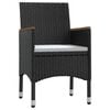 vidaXL 3 Piece Outdoor Dining Set with Cushions Black