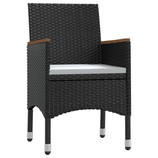 vidaXL 3 Piece Outdoor Dining Set with Cushions Black