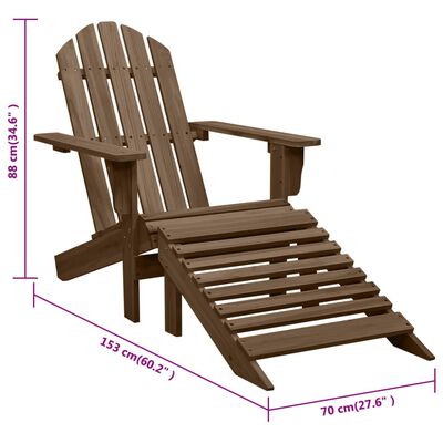 vidaXL Garden Chair with Ottoman Wood Brown