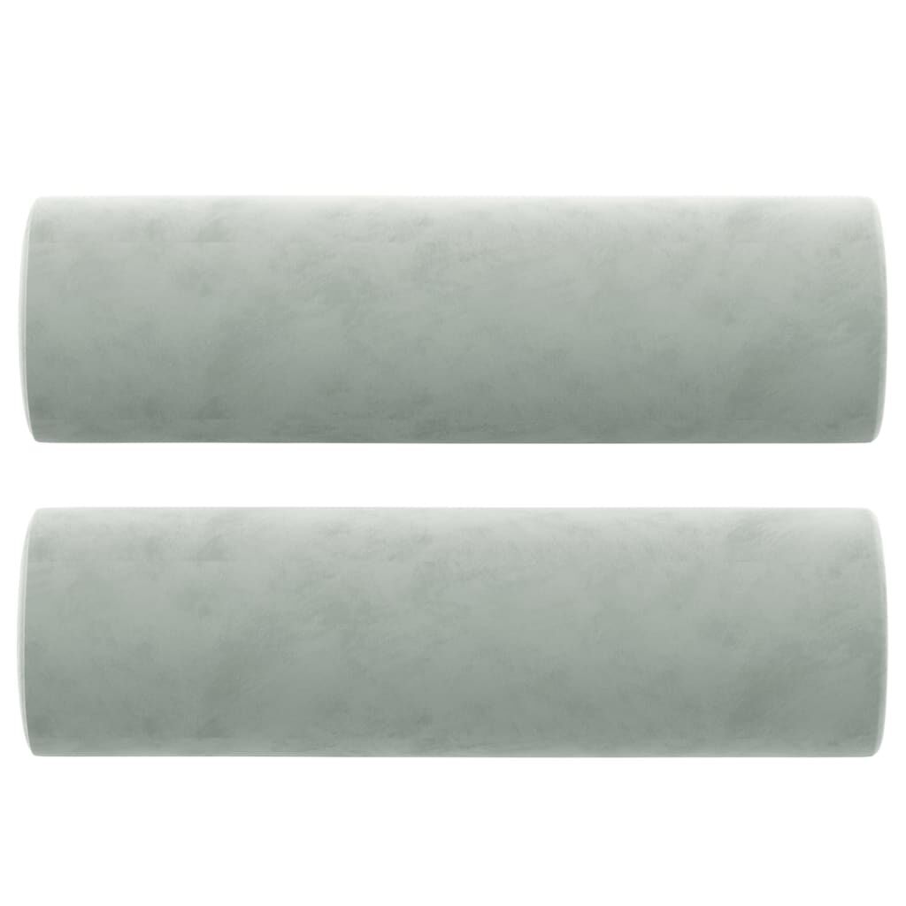 vidaXL Throw Pillows 2 pcs Light Grey Diameter 15x50 cm Velvet