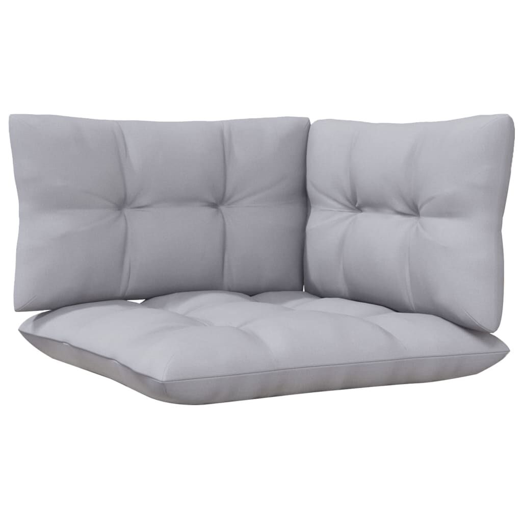 vidaXL 3 Piece Garden Lounge Set with Grey Cushions Pinewood
