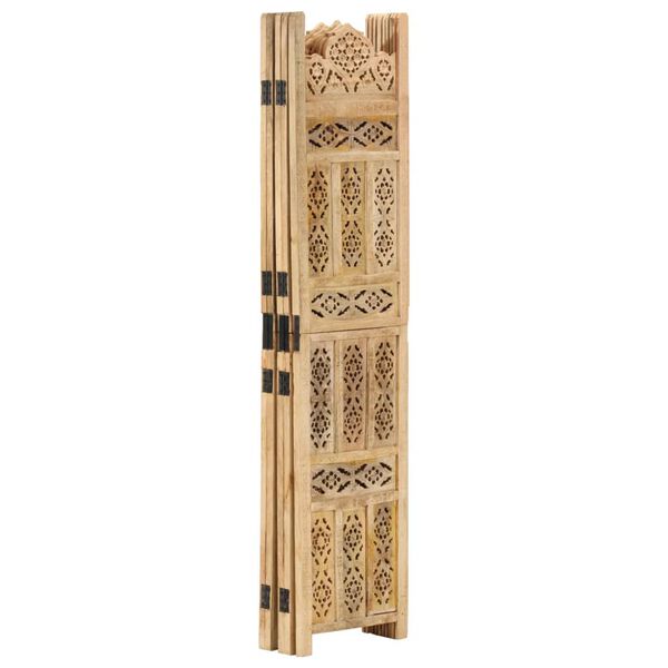 vidaXL Hand carved 5-Panel Room Divider 200x165 cm Solid Mango Wood