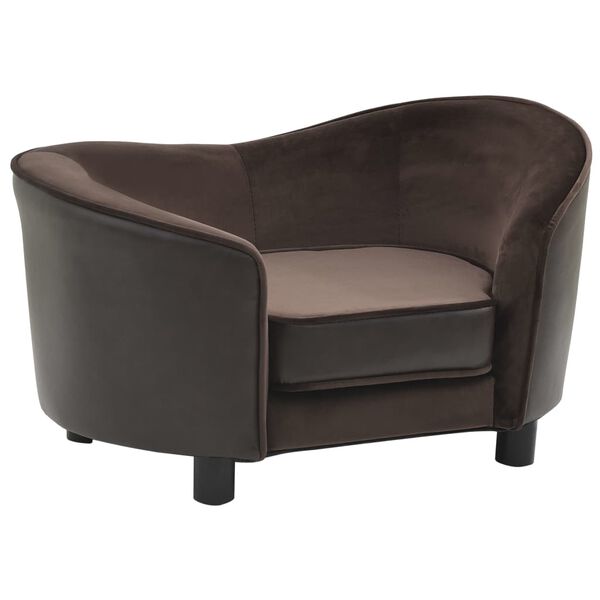 vidaXL Dog Sofa Brown 69x49x40 cm Plush and Faux Leather