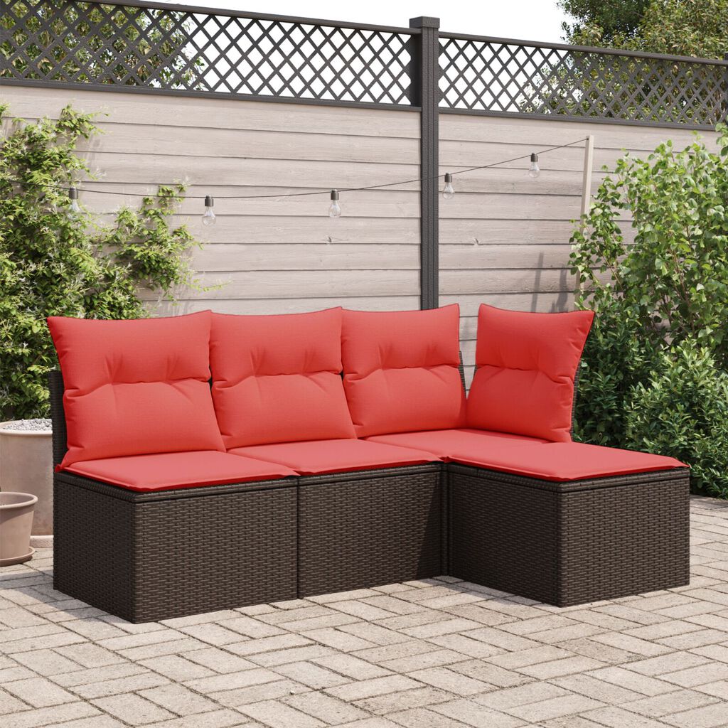 vidaXL Garden Stool with Cushion Brown 55x55x37 cm Poly Rattan