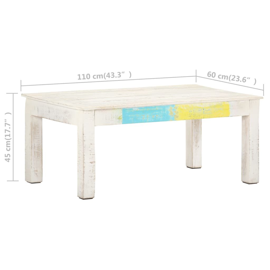 vidaXL Coffee Table White 110x60x45 cm Solid Mango Wood