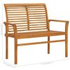 vidaXL Garden Bench with Green Cushion 112 cm Solid Teak Wood