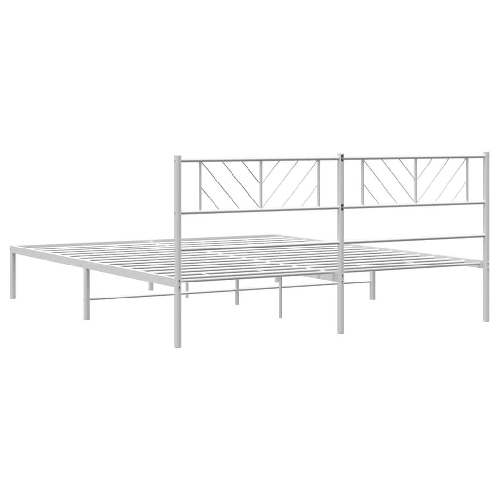 vidaXL Metal Bed Frame without Mattress with Headboard White 183x213cm