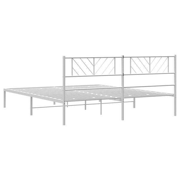 vidaXL Metal Bed Frame without Mattress with Headboard White 183x213cm