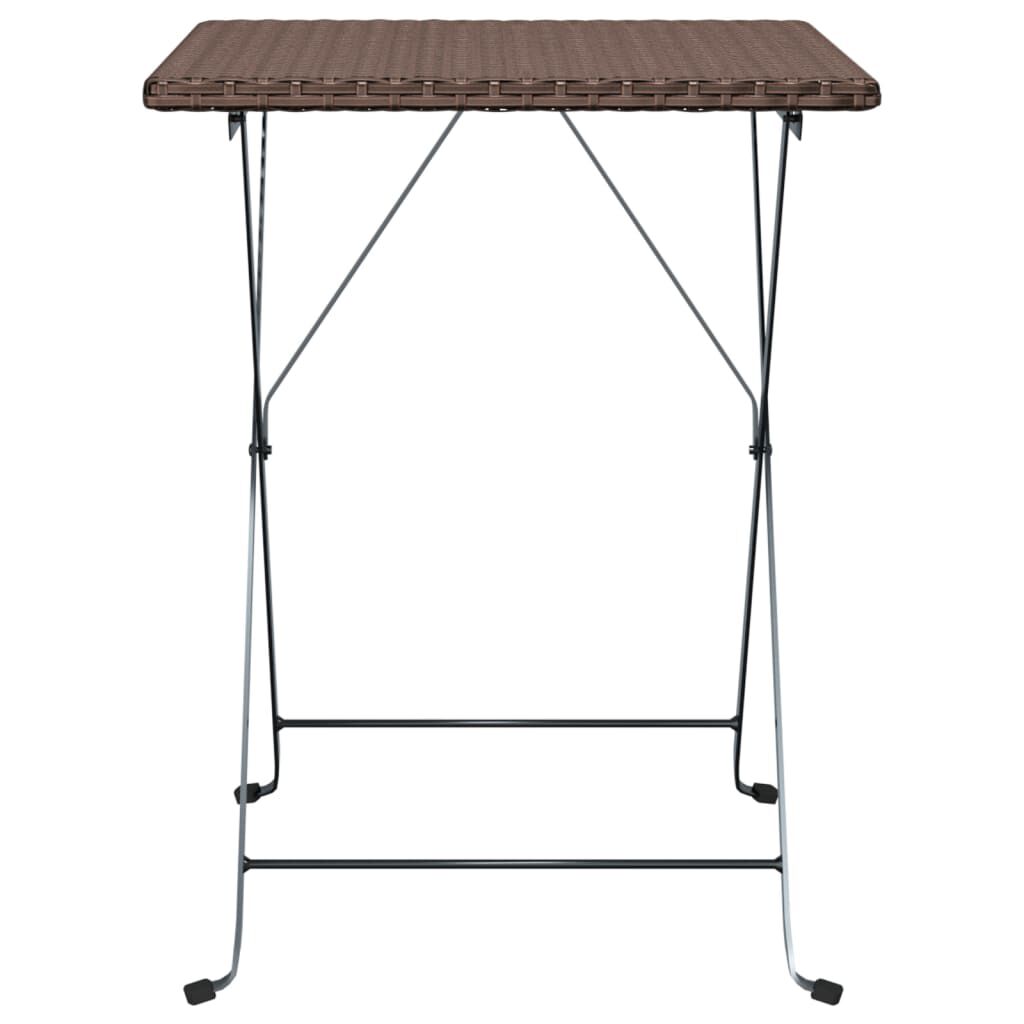 vidaXL Folding Bistro Table Brown 55x54x71 cm Poly Rattan