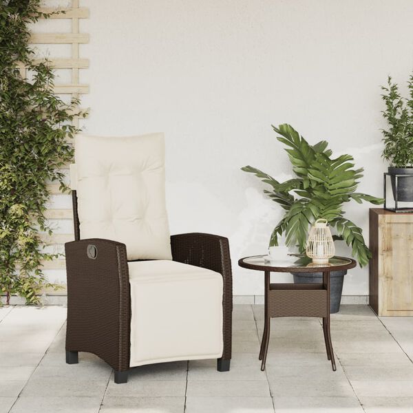 vidaXL Reclining Garden Chair with Footrest Brown Poly Rattan